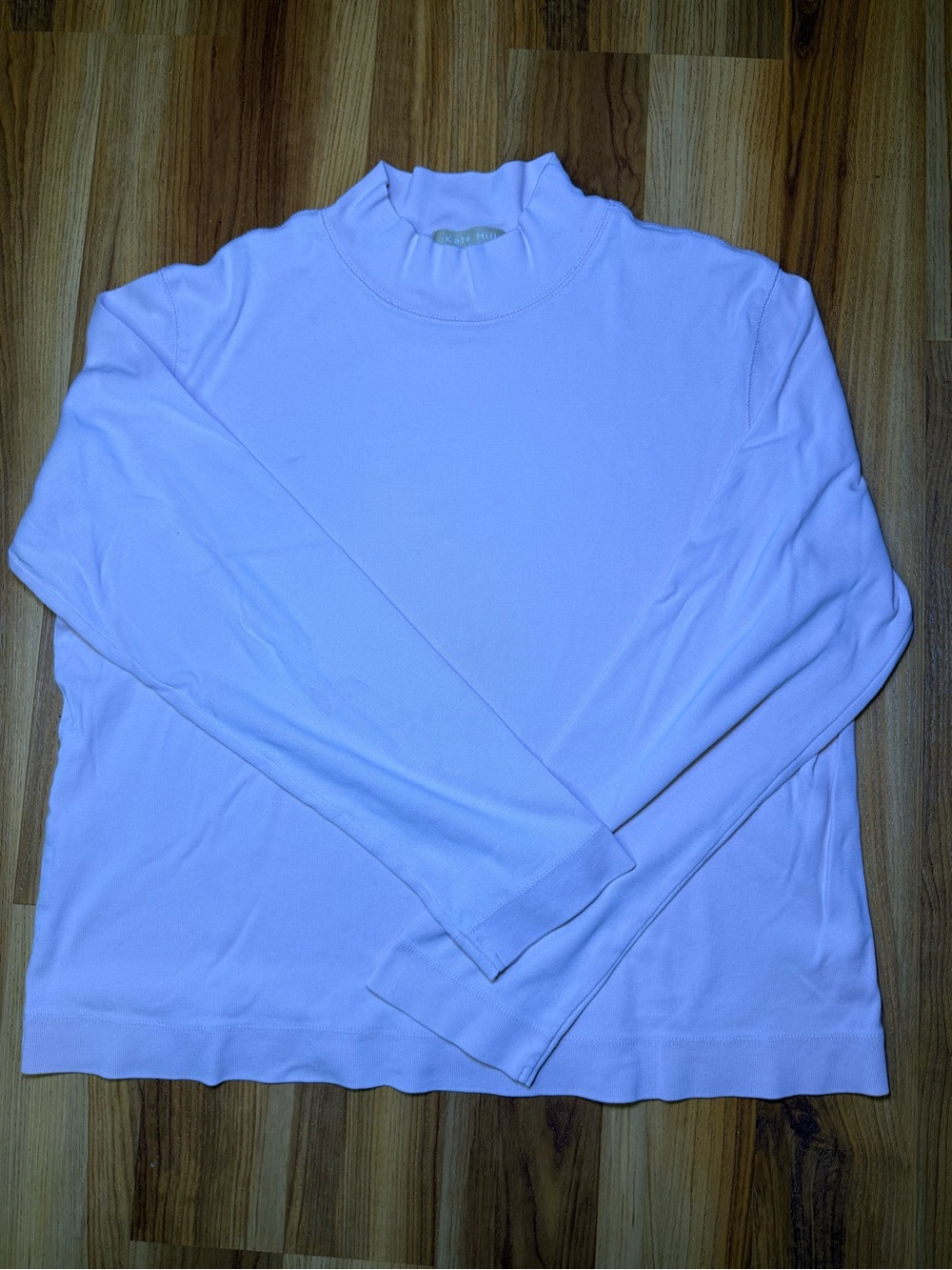 Kate Hill Pale Lavender Mock Neck Long Sleeve Top